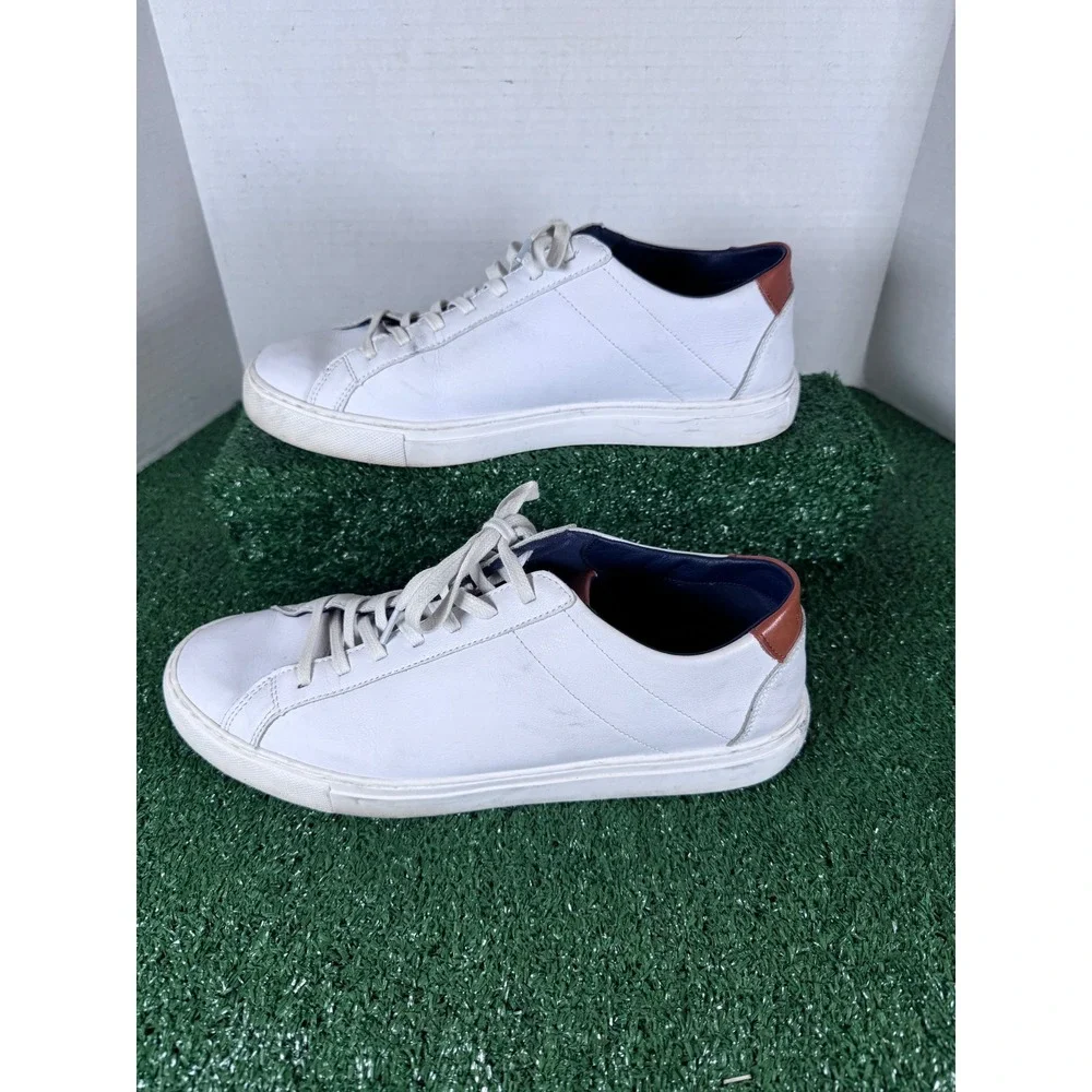 BYLT Mens White Leather Lace Up Fashion Sneakers‎ Casual Comfort Size 11